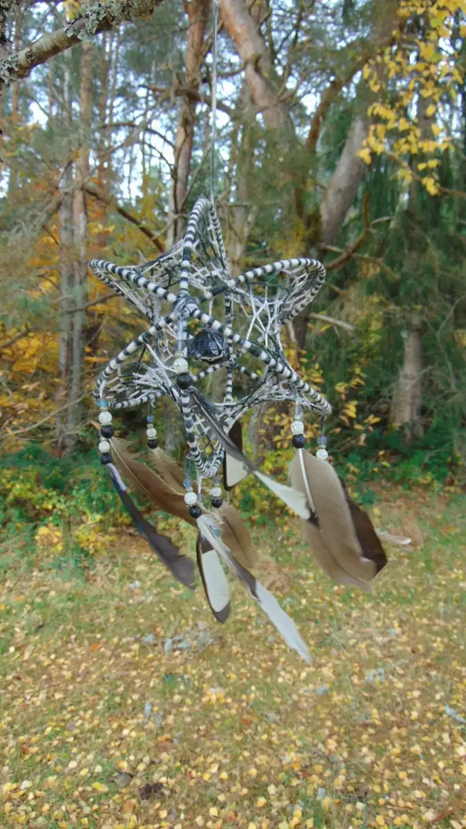 grand attrape-rêves 3D Onyx, noir blanc gris