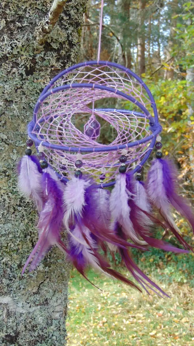 Petit Attrape-rêves 3D violet - Améthyste