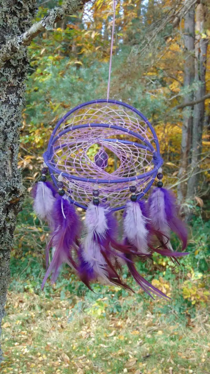 Petit Attrape-rêves 3D violet - Améthyste