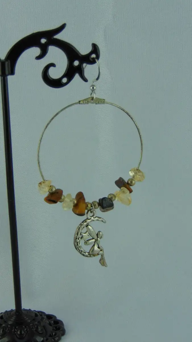 Collection de grandes Créoles avec pierres naturelles