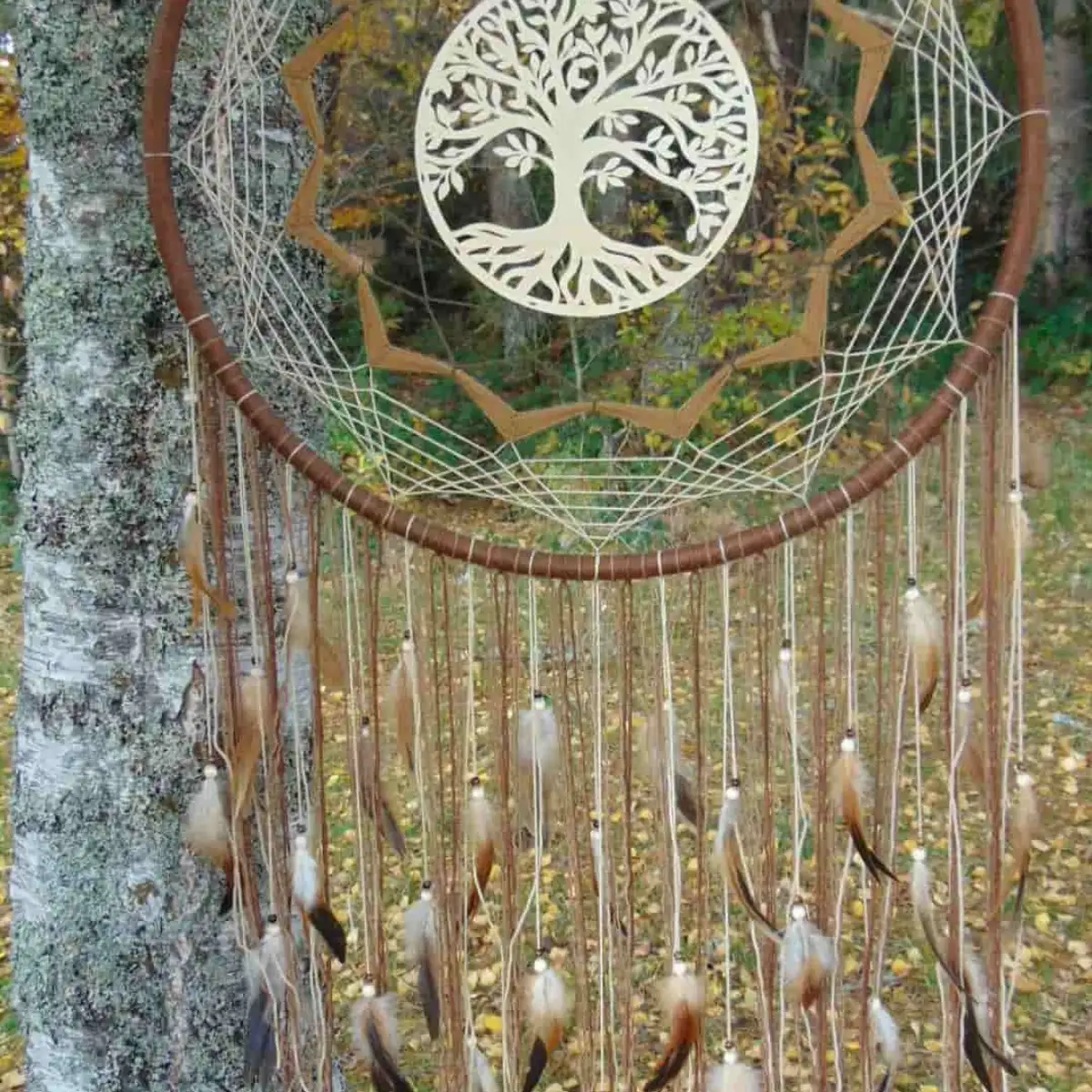 Attrape-rêves géant nature arbre de vie bohème