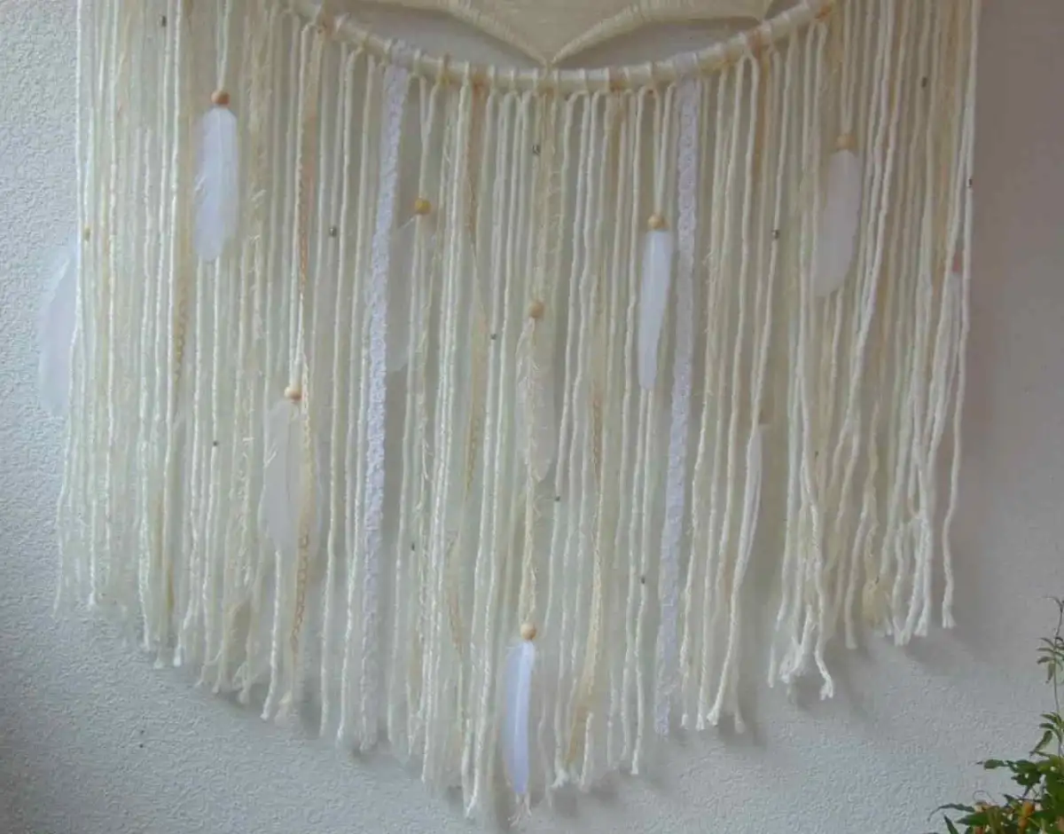 Attrape-rêves Géant Blanc avec Arbre de vie en bois