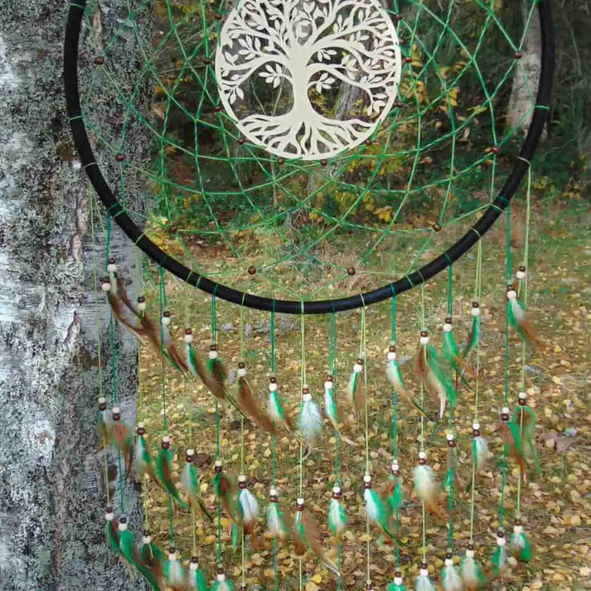 Attrape-rêves Géant Nature Arbre de vie - Jade & Citrine