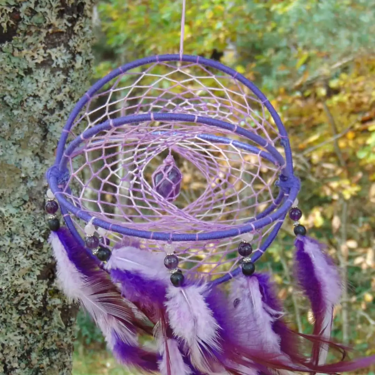 Petit Attrape-rêves 3D violet - Améthyste