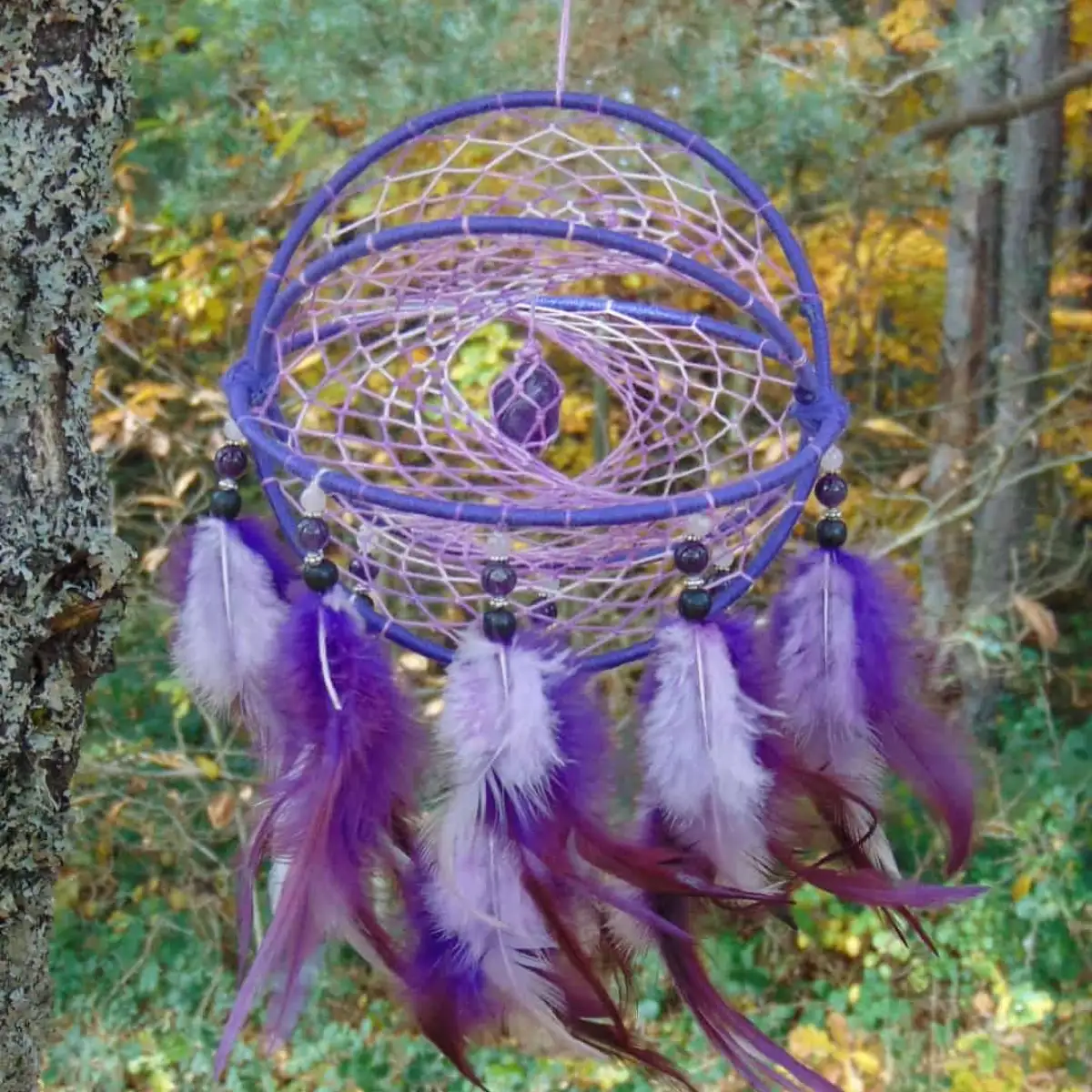 Petit Attrape-rêves 3D violet - Améthyste